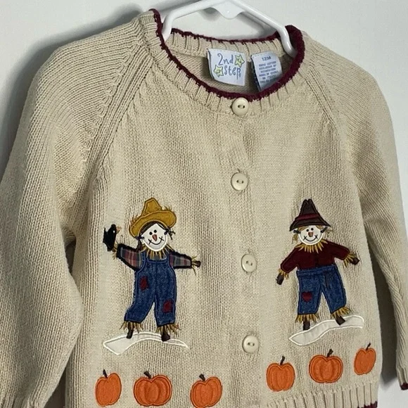 Y2K 2nd Step Fall Tan Scarecrow Pumpkin
Cardigan button Sweater 12M - Picture 3 of 10